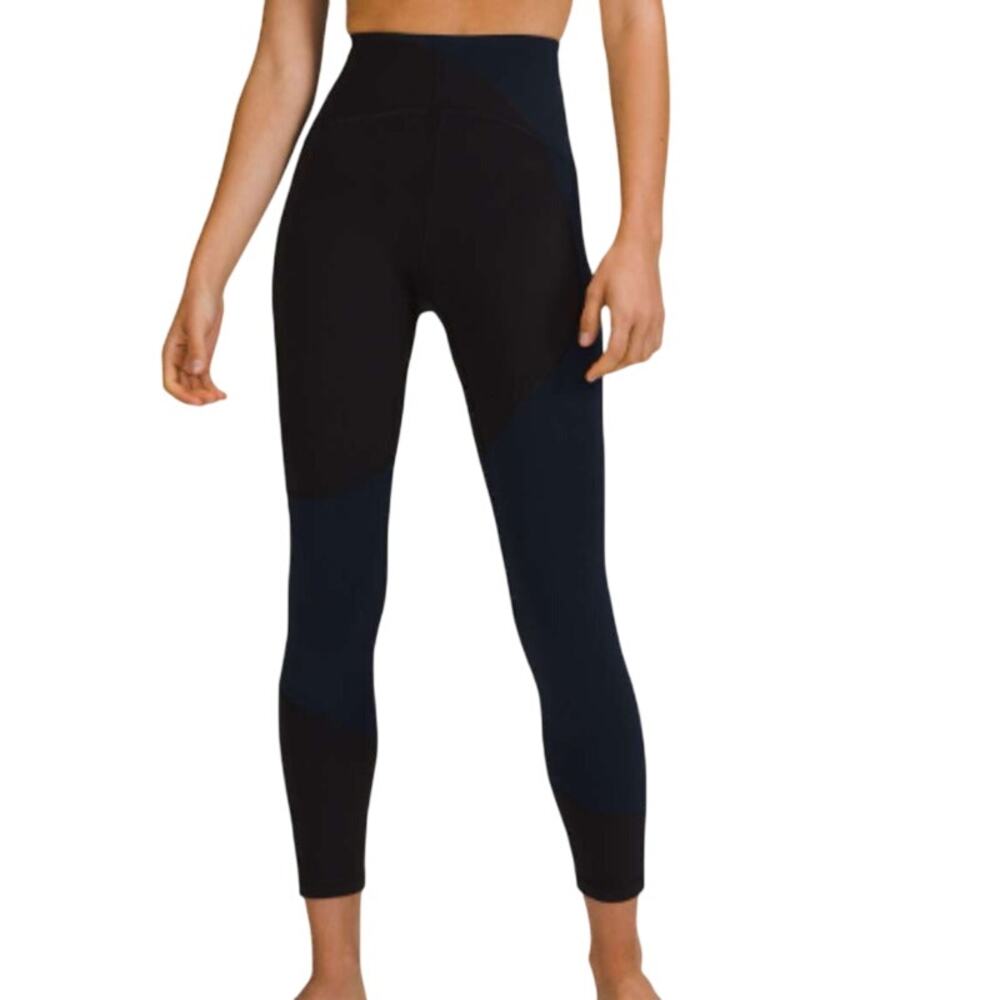 Lululemon Nulu Color Block High-Rise Black True Navy Athleisure Workout Leggings